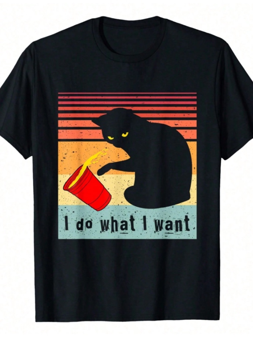 Do What I Want Vintage Black Cat Red Cup Funny My Cat T-Shirt